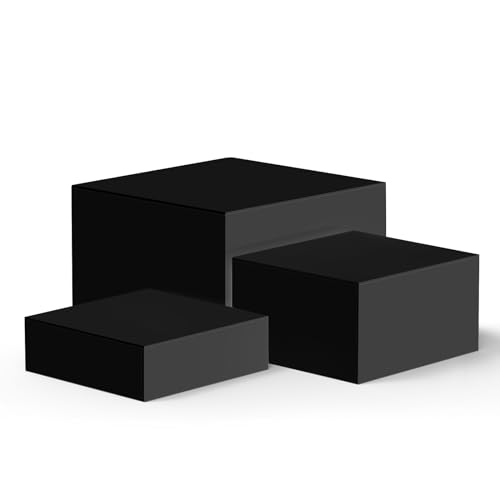 3pcs Buffet Risers, Acrylic Risers Display Stands, Catering Supplies Buffet Display, Food Risers for Buffet Table, Dessert Table Display Set, Perfect for Buffet, Wedding, Birthday Party (Black)