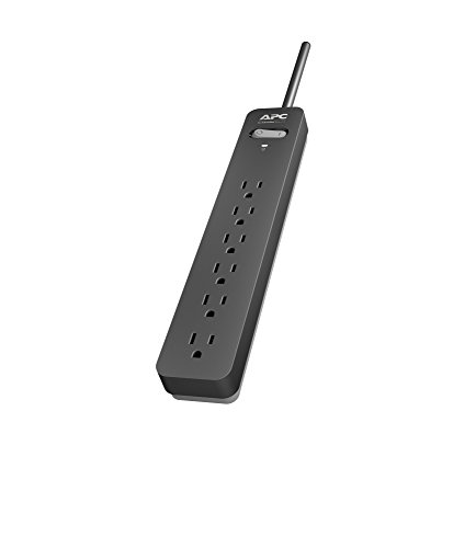 APC Surge Protector with Extension Cord 15 Ft, PE615, 6-Outlets, 1080 Joule, Power Strip Long Cord Black