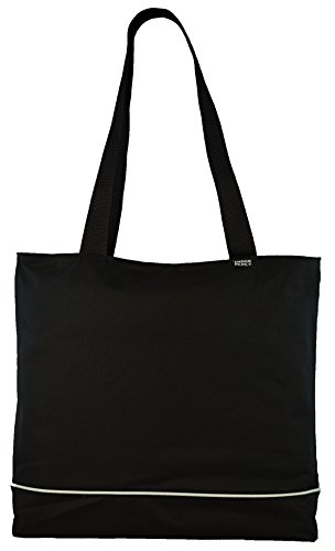 Shoulder Tote Bag with Zipper, Black