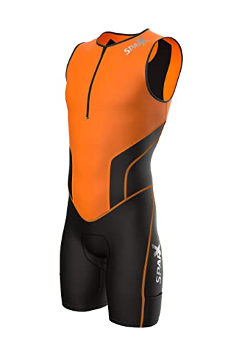 Sparx X Triathlon Suit Men Racing Tri Cycling Skin Suit Bike Swim Run (Orange, 3XL)