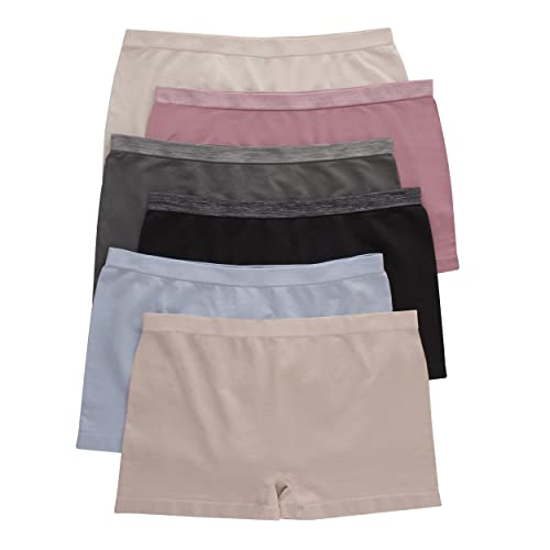 Hanes Women's ComfortFlex Fit Seamless Panties, Moisture Wicking Underwear, Soft and Smooth, 6 count, Boyshort, Random Assortment, Large