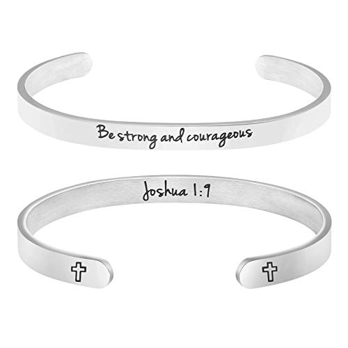 Be Strong and Courageous Bible Verse Bracelet for Women Girls Religious Jewelry