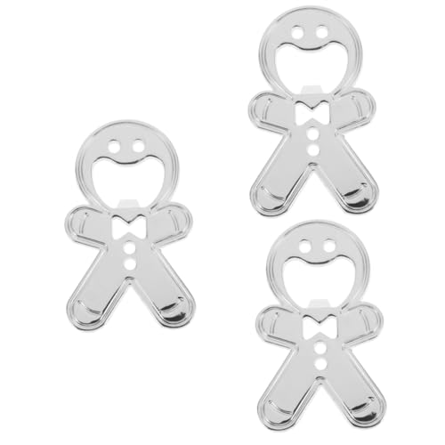 PRETYZOOM 3pcs Gingerbread Man Bottle Opener Beer Cap Remover Wine Lid Remover Cool Bottle Openers Manual Beer Opener Stainless Steel Keychain Theme Party Bottle Opener Wine Cap