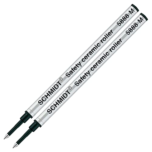 SCHMIDT 2 Pack 5888 Black Medium Rollerball Metal Refill