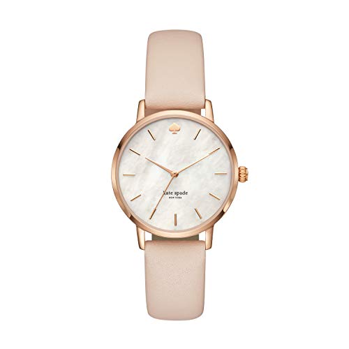 Kate Spade New York Women's Metro Quartz Stainless Steel and Leather Watch, Color: Rose Gold, Nude (Model: KSW1403)