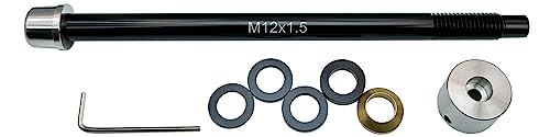 ODIER Bike Trainer Thru Axle Adapter for Wahoo Kckr Snap M12 1.0 1.5 1.75 Thread Pitch 159 to 185mm Shaft Length Fit with Most 142 148 Hub (M12x1.5)
