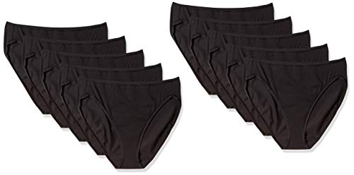 Amazon Essentials Women's Cotton High Leg Brief Underwear (Available in Plus Size), Pack of 10, Black, Large