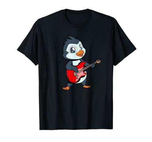 Cartoon penguin playing electric guitar T-Shirt