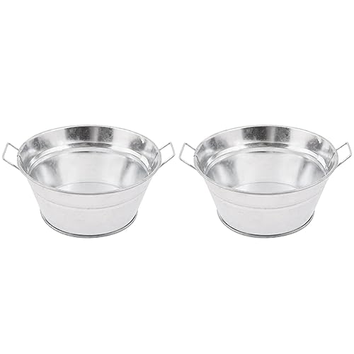 American Metalcraft MTUB63 Natural Galvanized Tub with Side Handle, 6-Inch (Pack of 2)