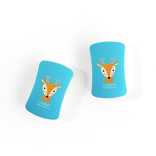 LOUKIN 2 Pcs Kid Magnetic Dry Erase Erasers, Mini Whiteboard Eraser, Small Glass Board Eraser for Classroom, Home, Office, 2.17'x1.38'x0.59'(Blue)