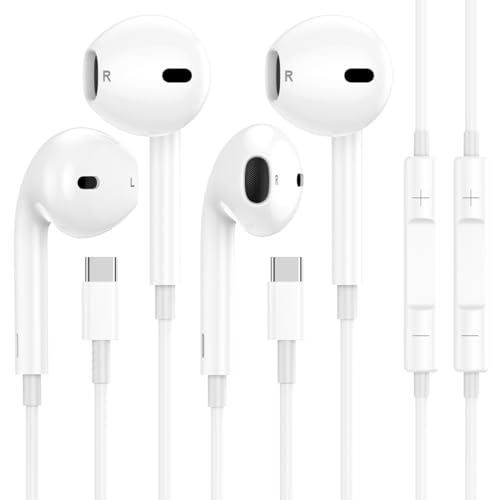 2 PACK USB C Headphones, USB Type C Earphones Wired Earbuds Noise Canceling in-Ear Headset with Microphone & Remote Control for Samsung Galaxy S23 S22 S21 S20 Ultra Note 10 20 Pixel 7 6 5 Oneplus 9 8T