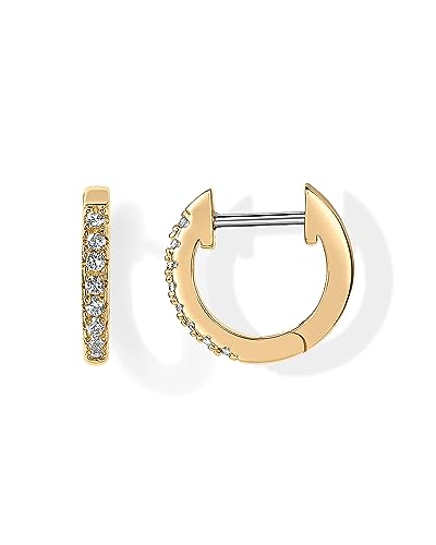 PAVOI 18K Yellow Gold Vermeil Post Cubic Zirconia Cuff Earring Huggie Stud