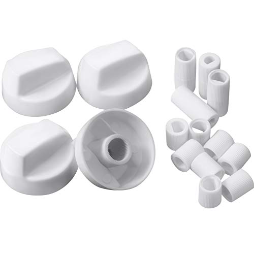 Jetec 4 Pack Plastic Control Knobs with 12 Adapters Universal Design for Oven/Stove/Range