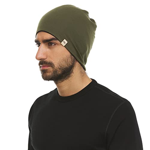 Minus33 Merino Wool Micro Weight Reversible Beanie Olive Drab/Black One Size
