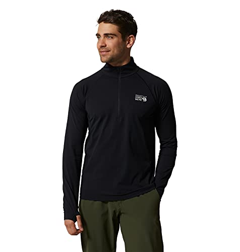Mountain Hardwear Men's Mountain Stretch 1/2 Zip, Black, Medium