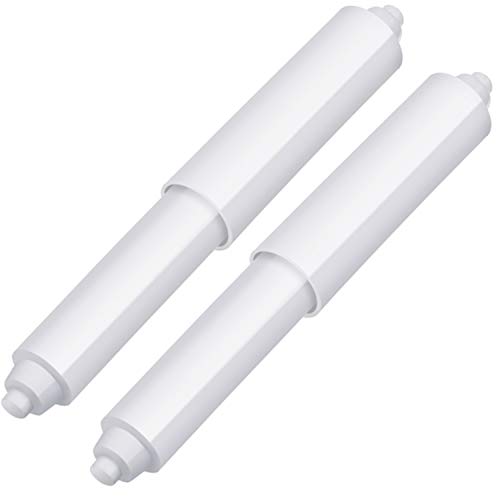 2 Pieces Toilet Paper Holder Roller Spindle Replacement Rod Plastic Spring Loaded (White)