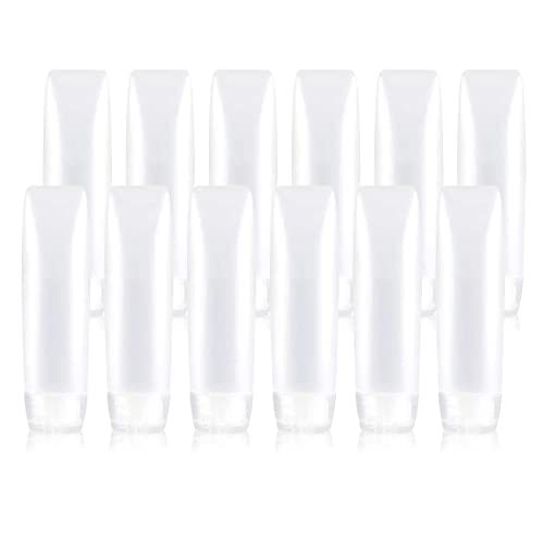 YXC 12PCS PE Travel Size Bottles 1oz Squeeze Bottles With Flip Cap Leak Proof BPA Free Refillable Tubes Travel TSA Approved Containers For Toiletry Toothpaste Container