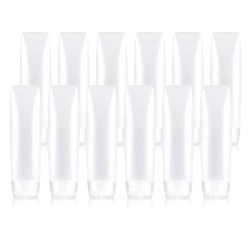 YXC 12PCS PE Travel Size Bottles 1oz Squeeze Bottles With Flip Cap Leak Proof BPA Free Refillable Tubes Travel TSA Approved Containers For Toiletry Toothpaste Container
