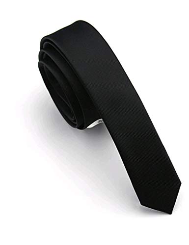 JEMYGINS 1.58' Black Tie Silk Skinny Ties for Men Slim Necktie(4cm)