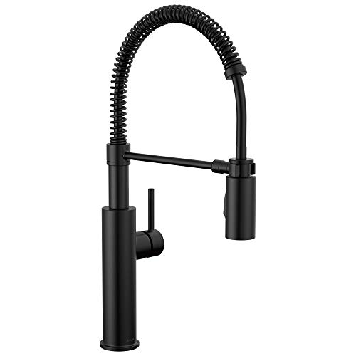 Delta Faucet Antoni Black Kitchen with Pull Down Sprayer, Commercial Style Sink Faucet, Faucets for Sinks, Single-Handle, Magnetic Docking Spray Head, Matte 18803-BL-DST