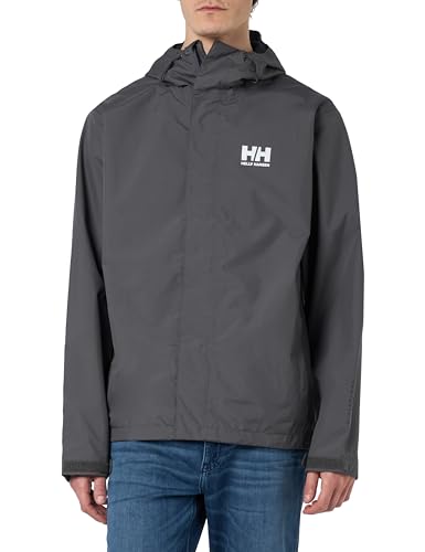 HELLY HANSEN Men's Seven J Waterproof Windproof Breathable Rain Jacket, 964 Charcoal, Large