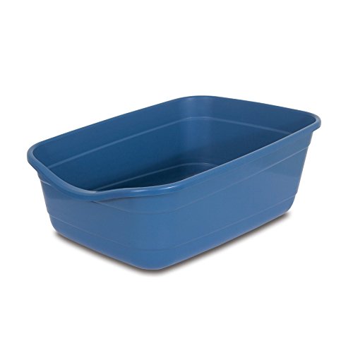 Petmate Cat Litter Box - High Capacity, Open for Large Cats Blue, Made in USA