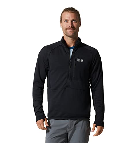 Mountain Hardwear Men's Polartec Power Grid Half Zip Jacket, BLACK, L
