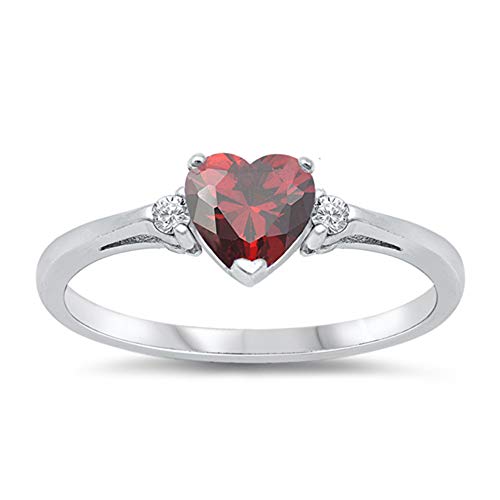 Oxford Diamond Co Simulated Garnet Heart & White Cubic Zirconia Ring Size 10