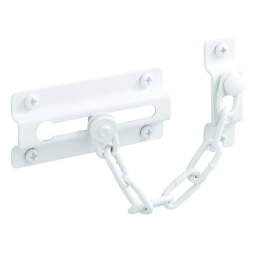 Prime-Line U 9852 Chain Door Guard, Stamped Steel w/Steel Chain, White Painted Finish (Single Pack)