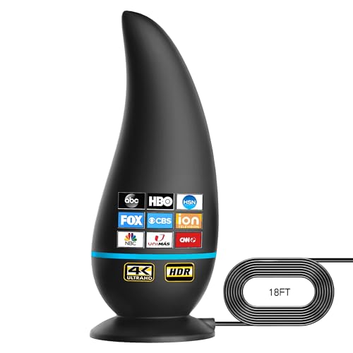 Ostrat Upgraded TV Antenna Indoor, 600+ Miles Range 360° Reception Amplified Digital TV Antenna for Smart TV and All Older TV - 18ft HD Cable - Support 4K 8K 1080p and Other Resolutions (Black)