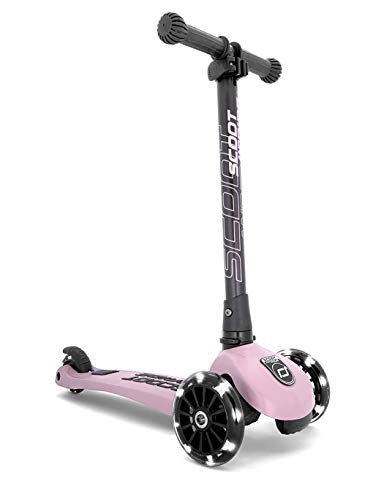 Scoot & Ride - Highwaykick 3 Children Adjustable Wide Deck Standing Scooter Including Safety Pad and LED Wheels (Rose) - for Ages 3-6
