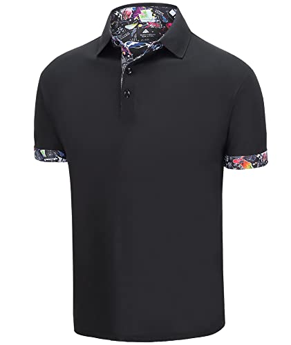 ZITY Golf Polo Shirts for Men Short Sleeve Sport Casual Tennis Running T-Shirt PN03-BlackGraffiti 2XL