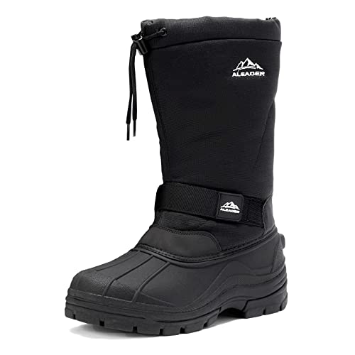 ALEADER Mens Snow Boots, 400g Insulated Winter Boots Waterproof Warm Hiking Boots Black 11 D(M) US