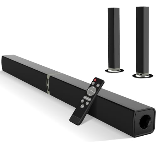MZEIBO Sound Bars for TV, Bluetooth Soundbar for TV, 50W TV Sound Bar with 4 Drivers and Remote Control, Home Audio TV Speakers Sound Bar with ARC/Optical/AUX Connect