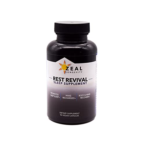 Rest Revival Sleep Supplement - Magnesium Glycinate, Jujube, GABA, Passion Flower, Lemon Balm, Melatonin. Promotes Deep Sleep, Body & Mind Recovery, Wake Recharged.