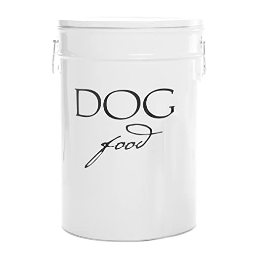 Harry Barker White Classic Food Storage Canister For Dogs, Large 40 Pounds of Food