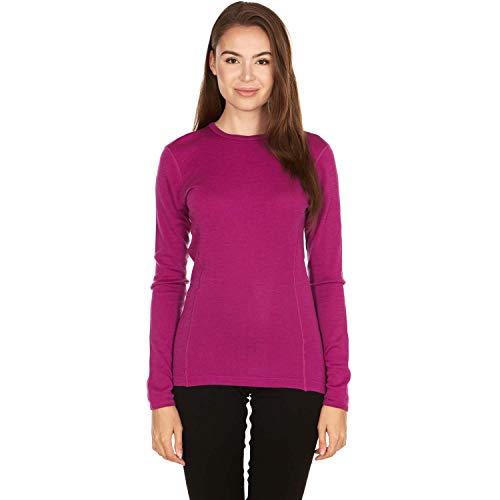 Minus33 Women's Ossipee Midweight Crew Top - 100% Merino Wool - Long Sleeve Thermal Base Layer - No Itch Renewable Fabric - Radiant Violet - Medium