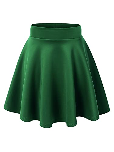 MBJ WB211 Women's Basic Versatile Stretchy Flared Skater Skirt for Girl L Green