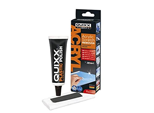 QUIXX 2019 Acrylic Scratch Remover for All Kinds of Acrylic and Plastic (50g Polish/1 Cloth/2 Sandpaper)
