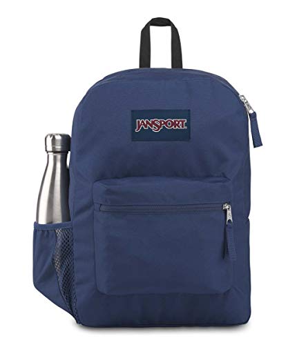 JanSport Cross Town Backpack, Navy, 17' x 12.5' x 6' - Simple Bag with 1 Main Compartment, Front Utility Pocket - Premium Accessories