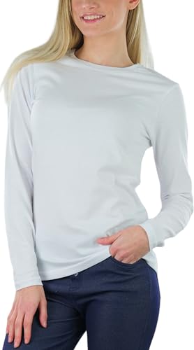 ToBeInStyle Women's Long Sleeve Round Crew Neck T-Shirt - White - Small