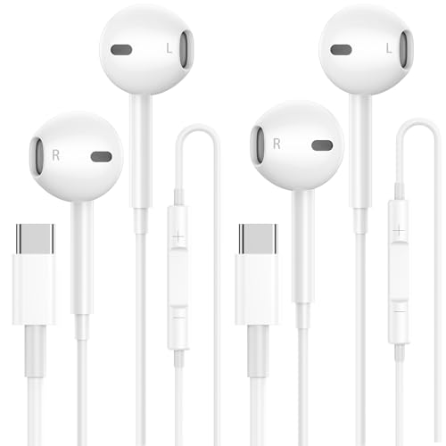 2 Pack USB C Earbuds for iPhone 15, Type C Headphones Earphones Wired with Microphone & Remote Control for iPhone15/15 Pro Max,Samsung Galaxy S23/S22/S21/S20, Note 20, Google Pixel 7/6/6a/5/4,and More