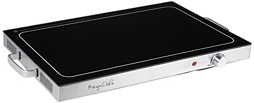 Megachef Electric Warming Tray with Adjustable Temperature Control, 24 in, Silver, Black