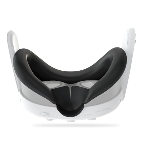 VR Silicone Face Cover Accessories for Quest 3, MTomatoVR Soft Face Pad Mask Compatible with Meta Quest 3, VR Comfort Silicone Reduce Face Pressure, Washable Lightproof Anti-Leakage, Black