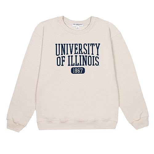 Suburban Riot University of Illinois Official Established School Willow Women's Long Sleeve Fleece Sweatshirt (Small)