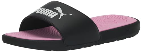 PUMA Women's COOL CAT 2.0 Slide Sandals, Puma Black-Puma White-Pale Pink, 8