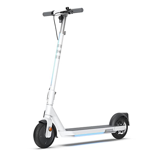 OKAI Neon Electric Scooter - Up to 15.5 MPH, 25 Miles Long Range Electric Scooter for Adults and Beginners, Lightweight Commuter Scooter with Ambient Light, UL Tested(White)