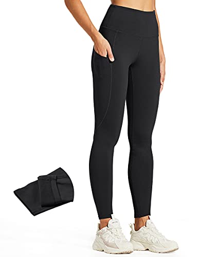 ZUTY Fleece Lined Leggings Women Water Resistant Winter Thermal Insulated High Waisted Workout Leggings Pockets Plus Size Black L
