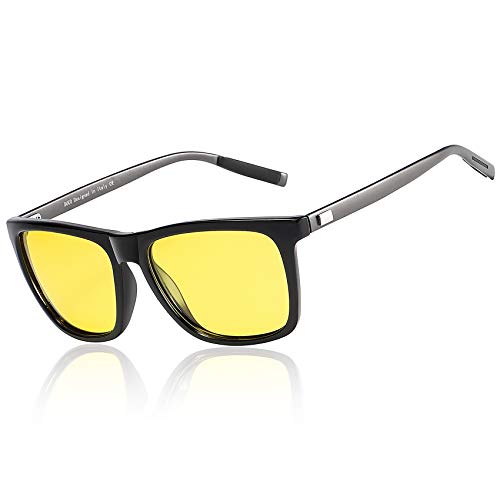 Duco Night Driving Glasses for Headlight Anti-glare Night Vision Glasses With Yellow Lenses 3029 (Black)