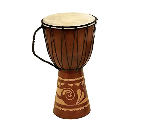 Deco 79 Wood Drum Handmade Djembe Sculpture with Rope Accents, 9' x 10' x 16', Brown